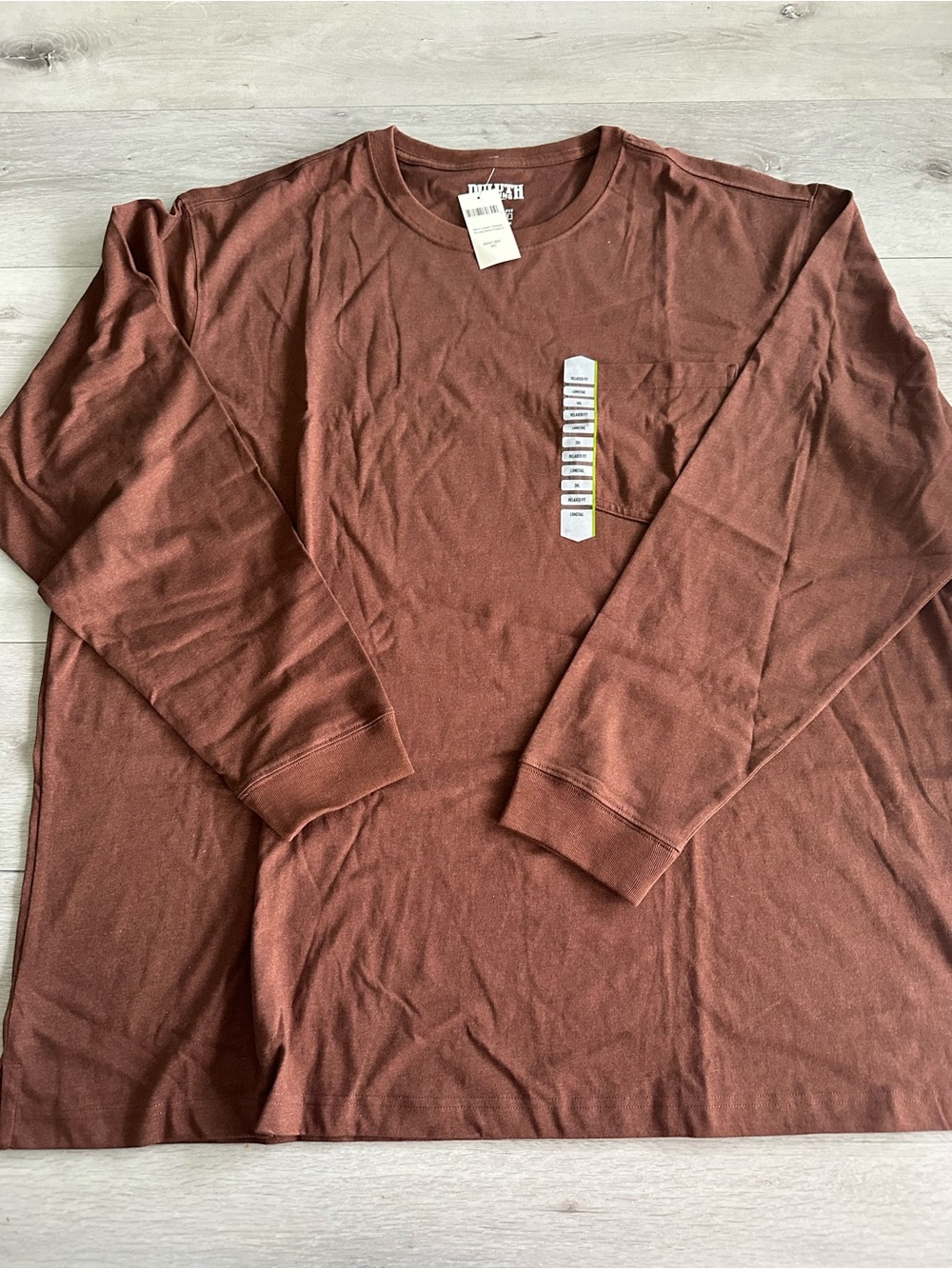 Duluth Longtail T Relaxed Fit Long Sleeve Pocket Crew Brown 3XL NWT IN PACKAGE